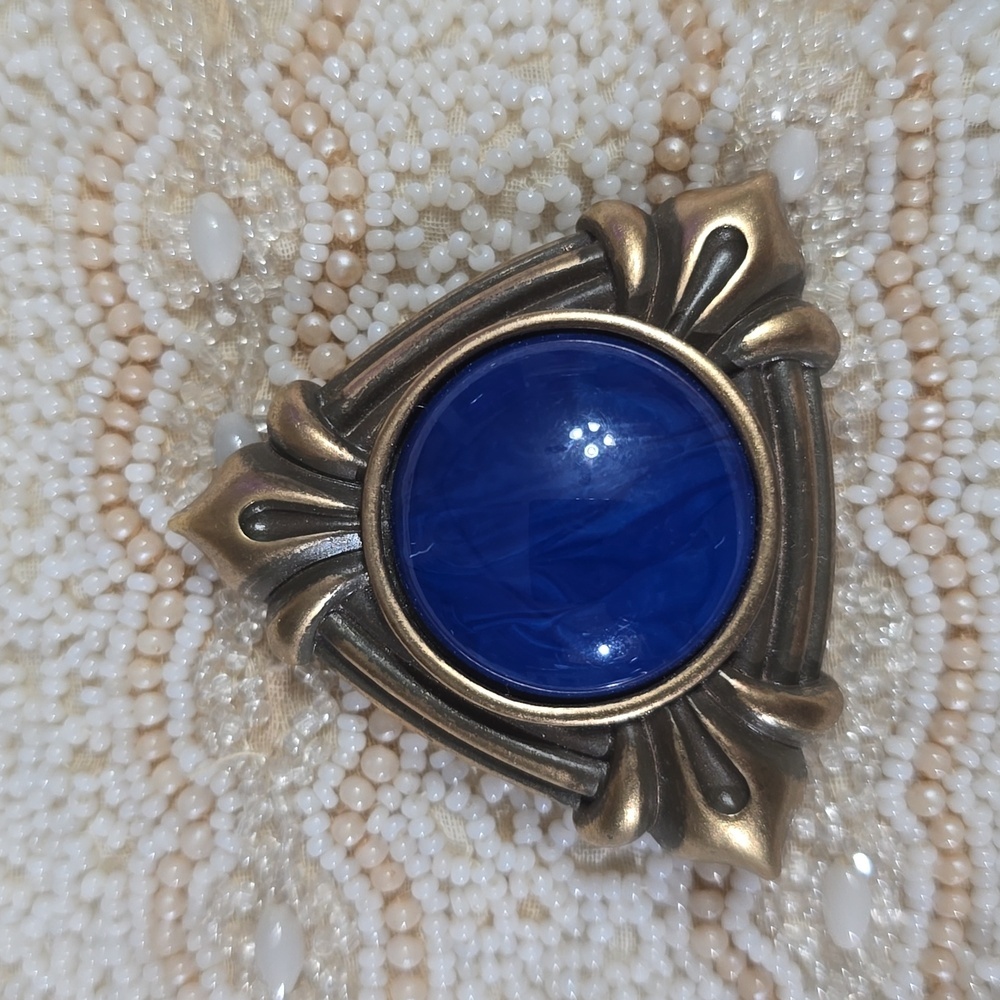 Monet Blue Stone Vintage Triangular Brooch